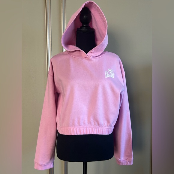 #fashtag Casual Pink Cropped Hoodie Not In The Mood Graphic Girls Size XXL - Picture 3 of 6